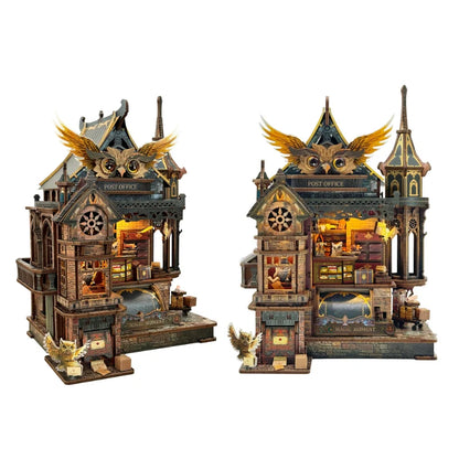 Miniature House Kit - Owl Post Office | DIY 3D Wooden Puzzle