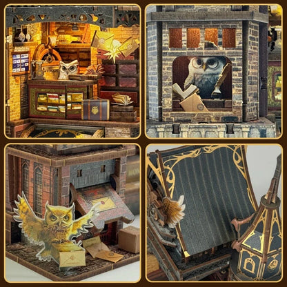Miniature House Kit - Owl Post Office | DIY 3D Wooden Puzzle