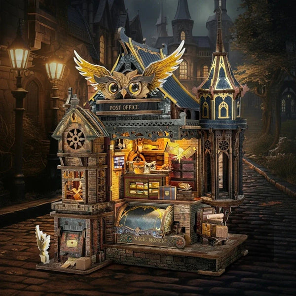 Miniature House Kit - Owl Post Office | DIY 3D Wooden Puzzle