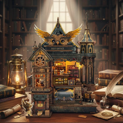 Miniature House Kit - Owl Post Office | DIY 3D Wooden Puzzle