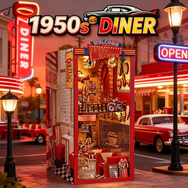 1950s Diner Book Nook Kit – DIY Miniature Retro American Diner