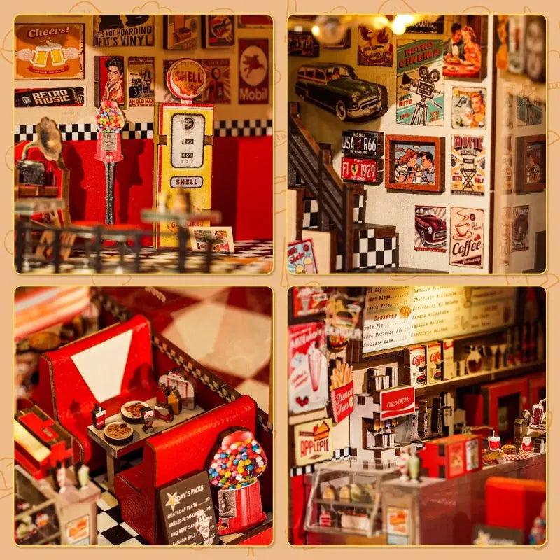 1950s Diner Book Nook Kit – DIY Miniature Retro American Diner