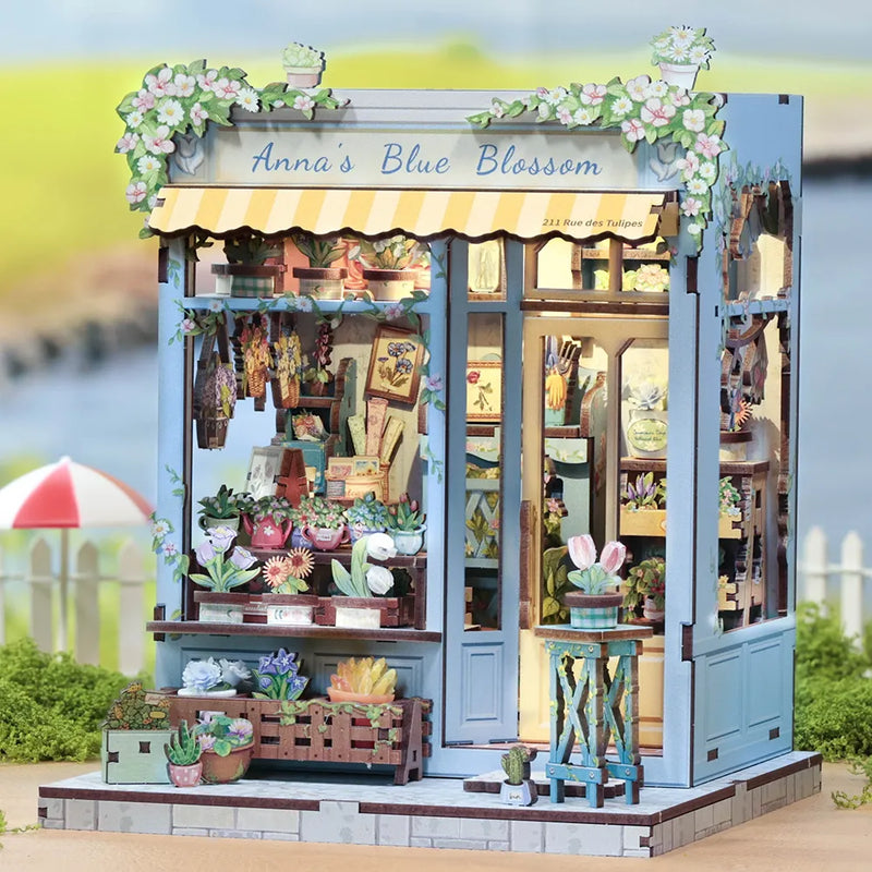 Anna's Blue Blossom Book Nook Kit – DIY Miniature Flower Shop