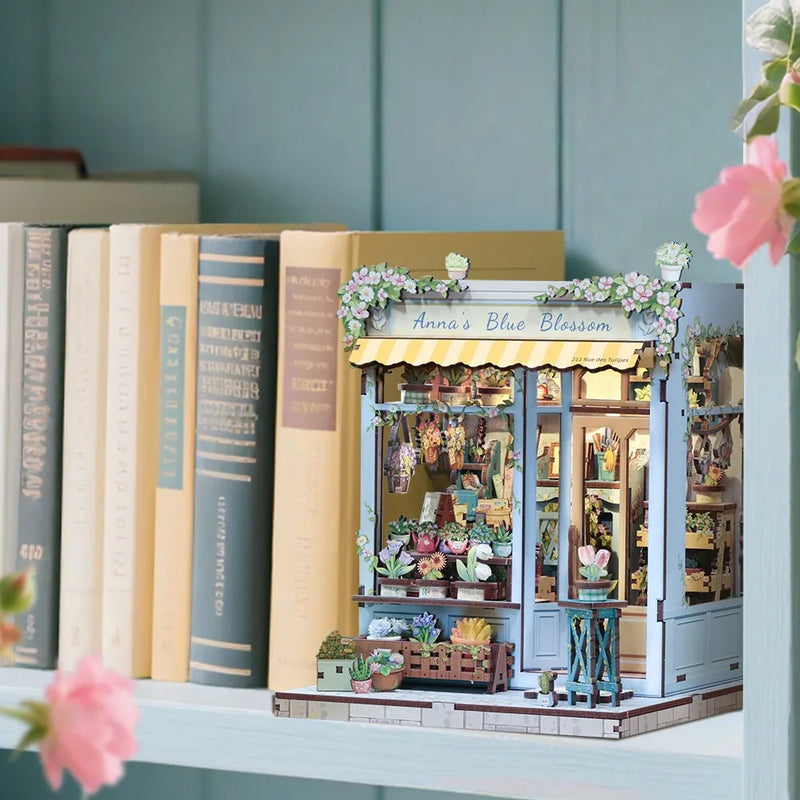 Anna's Blue Blossom Book Nook Kit – DIY Miniature Flower Shop