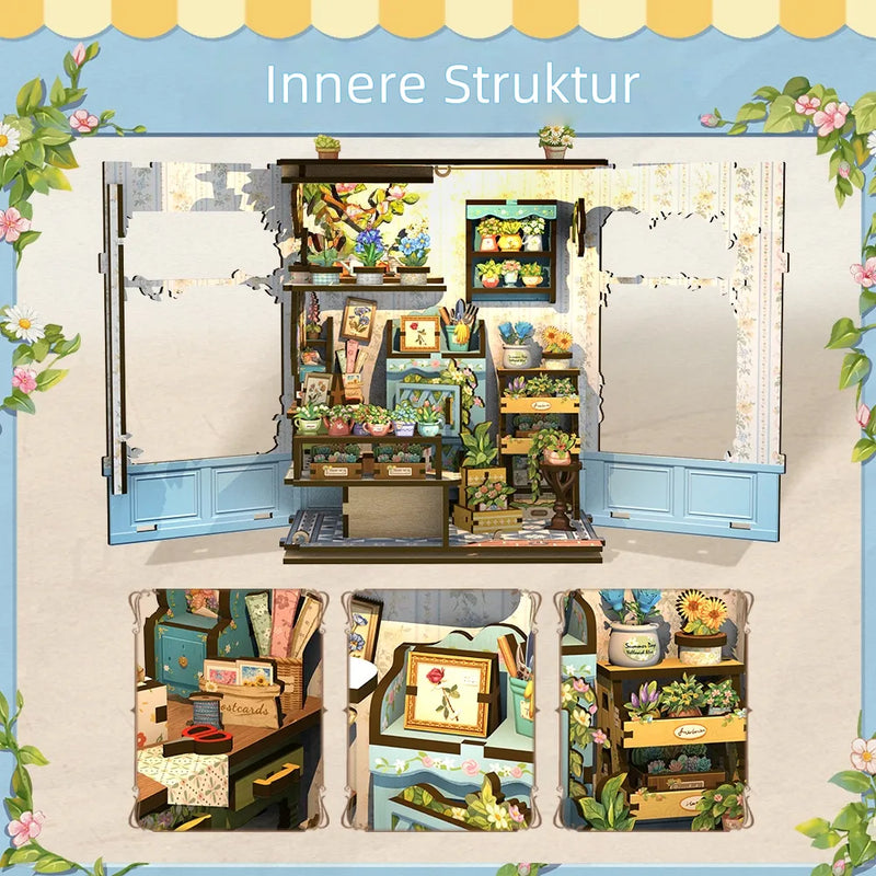 Anna's Blue Blossom Book Nook Kit – DIY Miniature Flower Shop