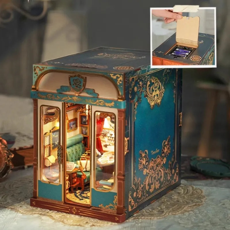 European Travels Book Nook Kit – DIY Vintage Train Cabin with Moving Scenery