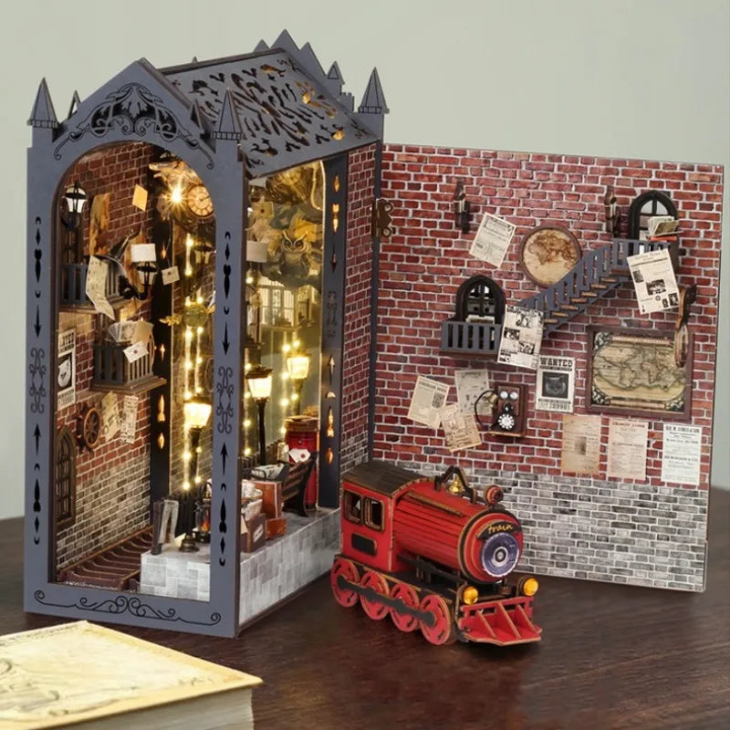 Fantasy Train Platform Book Nook Kit – DIY Steampunk Station