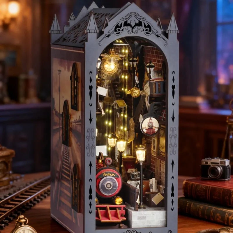 Fantasy Train Platform book nook kit – DIY steampunk station