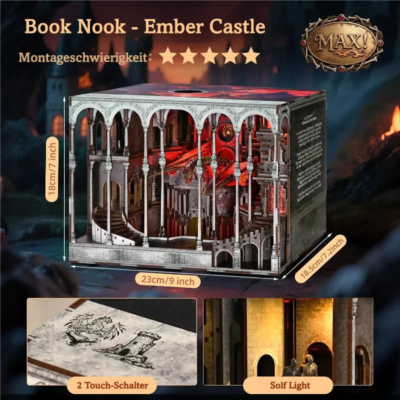 Kit Book Nook Ember Castle – Fortaleza de Dragones DIY (inspirado en Fourth Wing)
