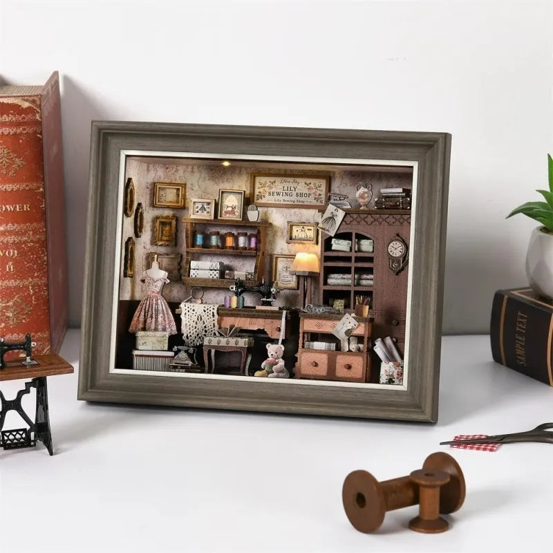 DIY 3D Picture Frame Kit - Lily's Sewing Room | Miniature Diorama