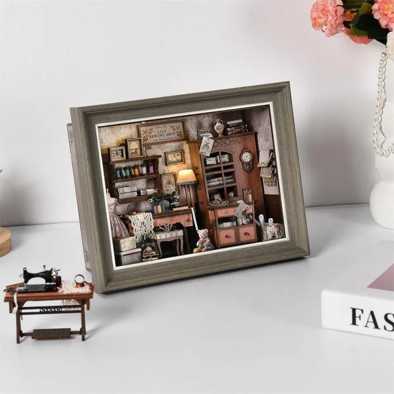 DIY 3D Picture Frame Kit - Lily's Sewing Room | Miniature Diorama
