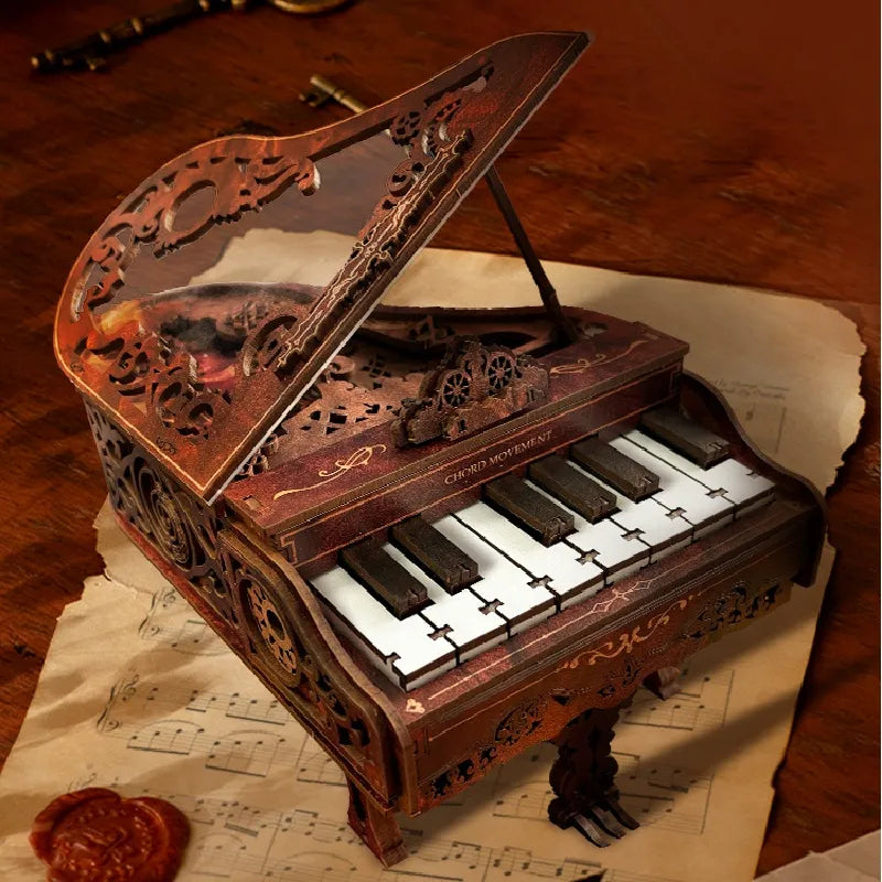 Chord Movement Piano 3D Wooden Puzzle – DIY Mechanical Miniature Piano