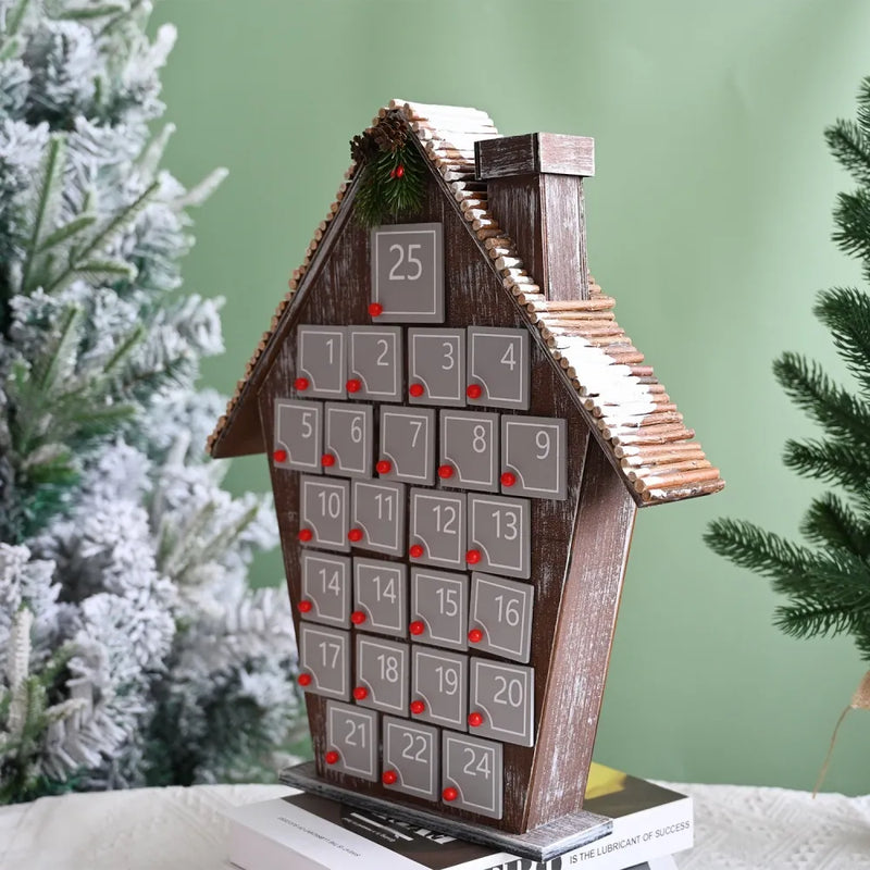 Gray Wooden House Advent Calendar