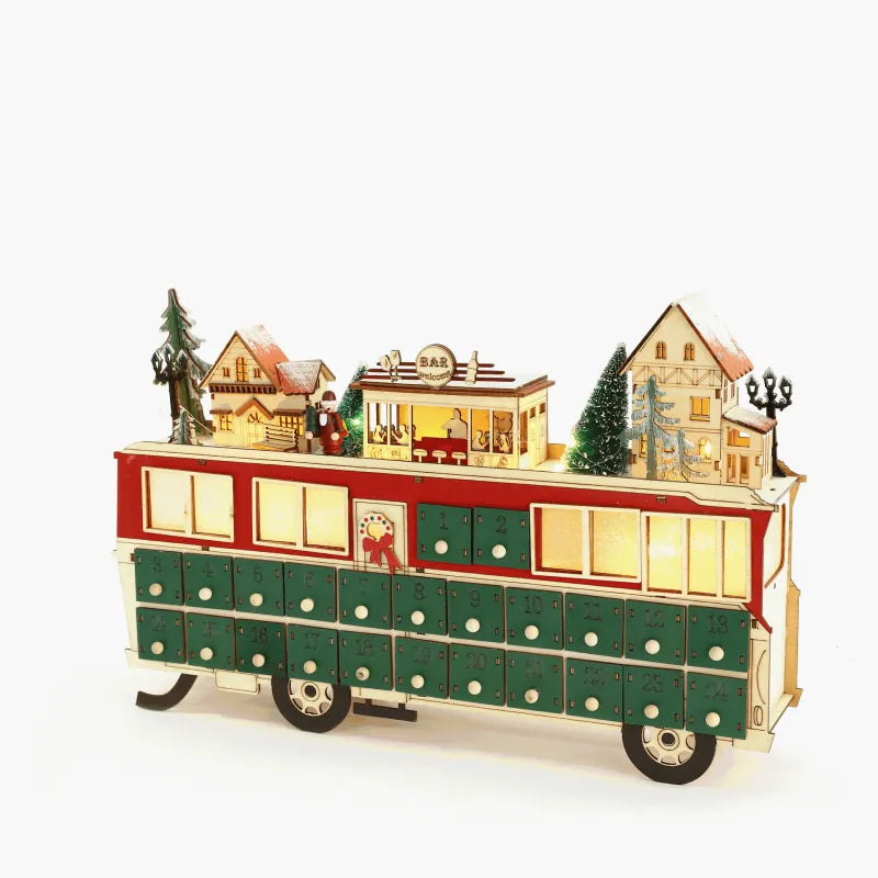 Wood Bus Scene Advent Calendar