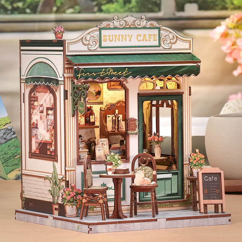 Sunny Cafe Miniature House Kit – DIY Terrace Coffee Shop