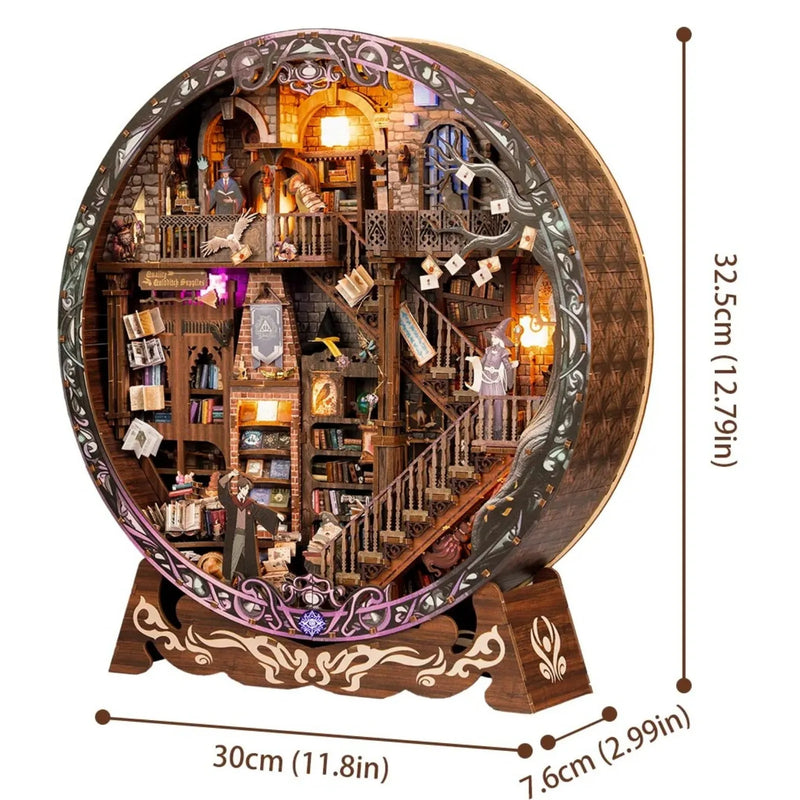 Magic Library 3D Picture Frame – DIY Round Fantasy Library Diorama